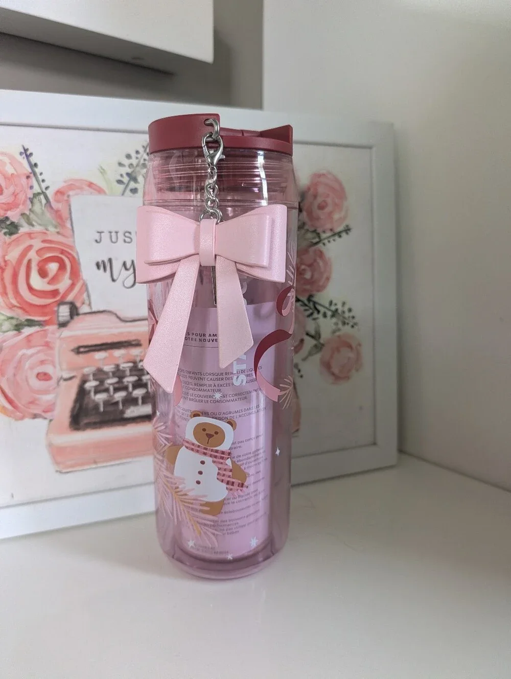 ☃️NWT Starbucks Holiday 2025 Starbuck Holiday Bears Pink Bow Travel Tumbler 16